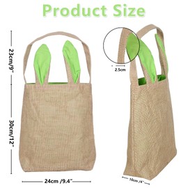 PIXHOTUL 6 Pack Easter Bunny Bags, Easter Bunny Baskets Rabbit Ears Jute Cloth Tote Bags for Kids Eggs Hunting (6, Color 1)