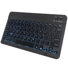BoxWave Keyboard Compatible with Doogee T20 Tablet 2023 (10.4 in) - SlimKeys Bluetooth Keyboard - with Backlight, Portable Slim LED 7 Colors - Jet Black