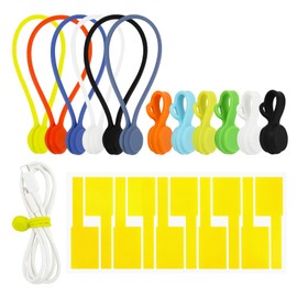 Silicone Magnetic Cable Ties Reusable Cord Organizer Twist Ties Silicone Cord Wrap with Strong Magnet for Bundling and Cable Management, Fridge Magnets 2 Sizes Combo (6pcs 2.75" + 6pcs 7.48")