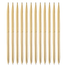 Juvale Gold Ballpoint Pens - Pack of 12, 1 Mm Medium Point, Black Ink - Metal Twist-Action Design for Wedding Guest Book & Gold Office Supplies - Metal Ballpoint Pens for Desk Accessories