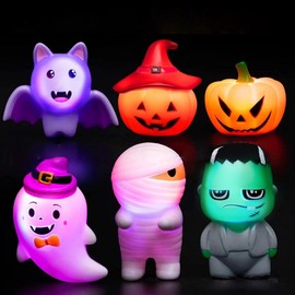 JUGLUTE Juguetes Brillantes para Alberca de Niños 6 PCS, Juguetes para Bañera de Halloween, Decoración para Fiestas, Obsequio para Dulces de Halloween