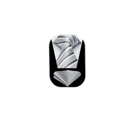 HISDERN Ties for Men Gray Striped Mens Tie and Handkerchief Set Grey and White classic Business Neckties Woven Pocket Square Set for Party College