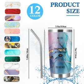 Uiifan 12 Pcs Employee Appreciation Gifts Coworkers Inspirational Tumbler Gifts 20 Oz Marble Stainless Steel Tumbler Thank You Mug with Straws for Teacher Coworkers Gift(May You Be Proud)