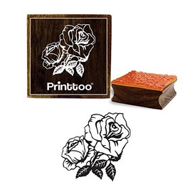 Printtoo Wooden Square Rubber Stamp Scrap-Booking Rose Floral Pattern Craft Textile-2 x 2 Inches