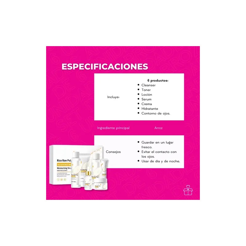 Kit Serum Arroz Bioaqua Acido Hialuronico Reduce Poro Mancha