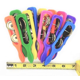 Zugar Land - 12 Cymbals with Plastic Handles (5") - Kids Party Supplies, Preschool Musical Instruments, Noisemakers (12 Pack, Multicolor)