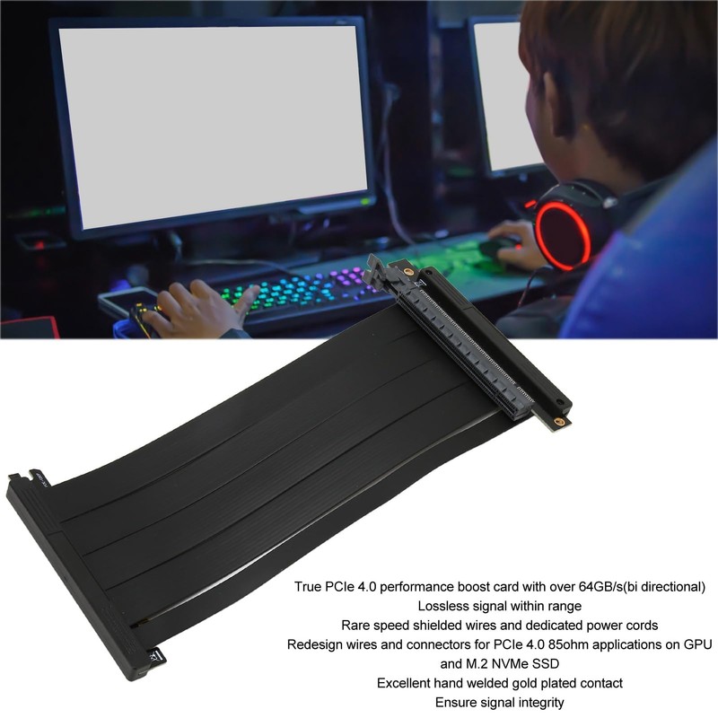 Garsent PCIe 4.0 Riser Cable Dual Reverse PCIE4.0