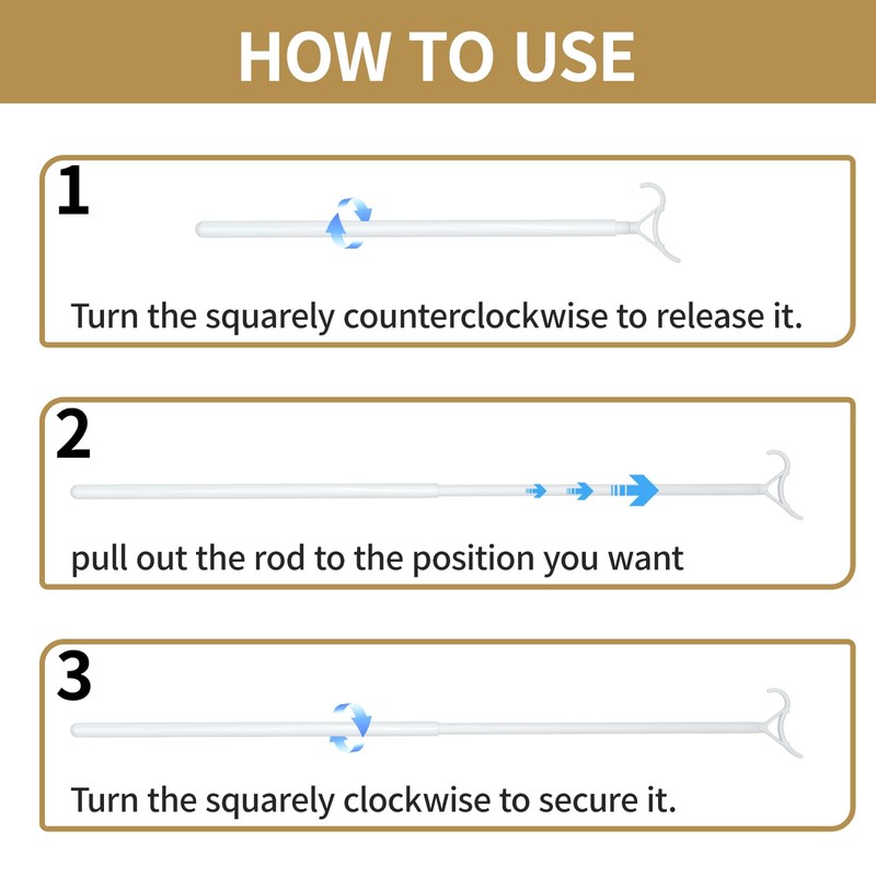 Myshade Telescopic Push Pull Adjustable Draw Rod for Cordless Window