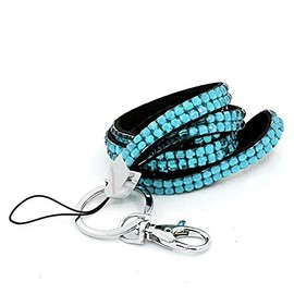 BE-TOOL Lanyard Strap, Bling Diamante Rhinestone (Breakaway) Lanyards, for ID Card & Key Badge Holder, Phone Cases, USB Holder, Memory Stick Holder, 8 Colours (1 Pack, Light Blue)