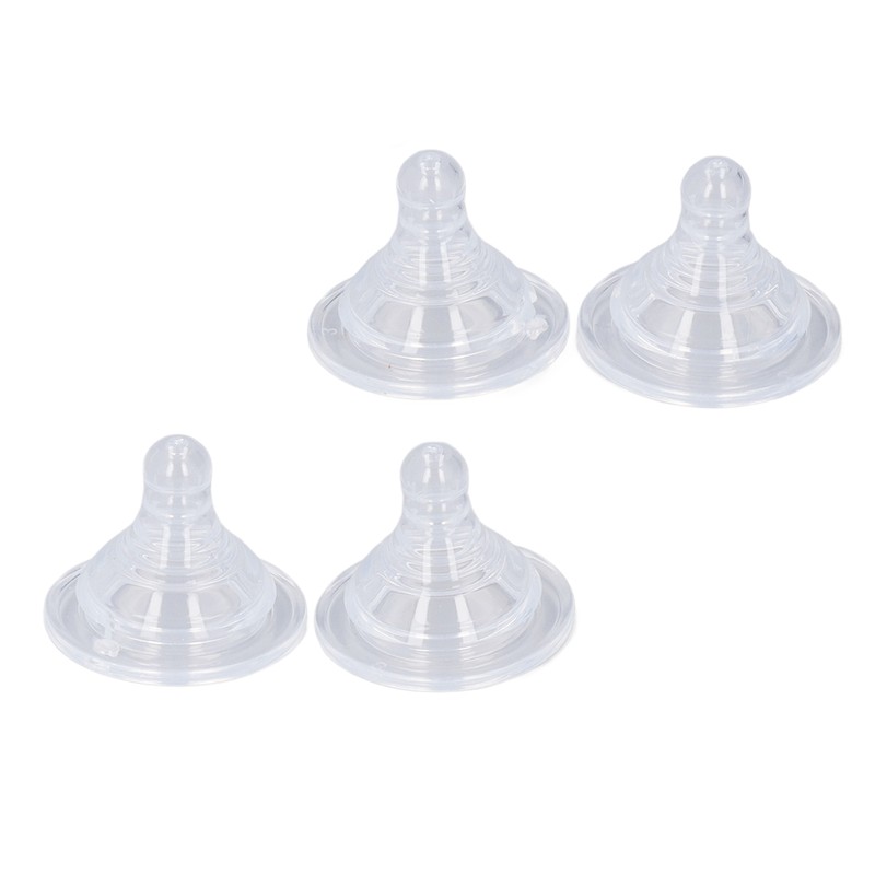 4pcs Infant Bottle Nipples Bust Feeling Replacement Silicone Nipple Round