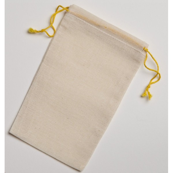 Cotton Muslin Bags 3.25x5 Inch Yellow Double Drawstring 25 Count Pack