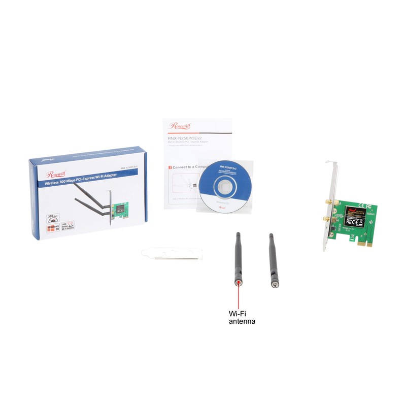 Rosewill Wireless N300 PCI-E WiFi Adapter, 300 Mbps (2.4 GHz)