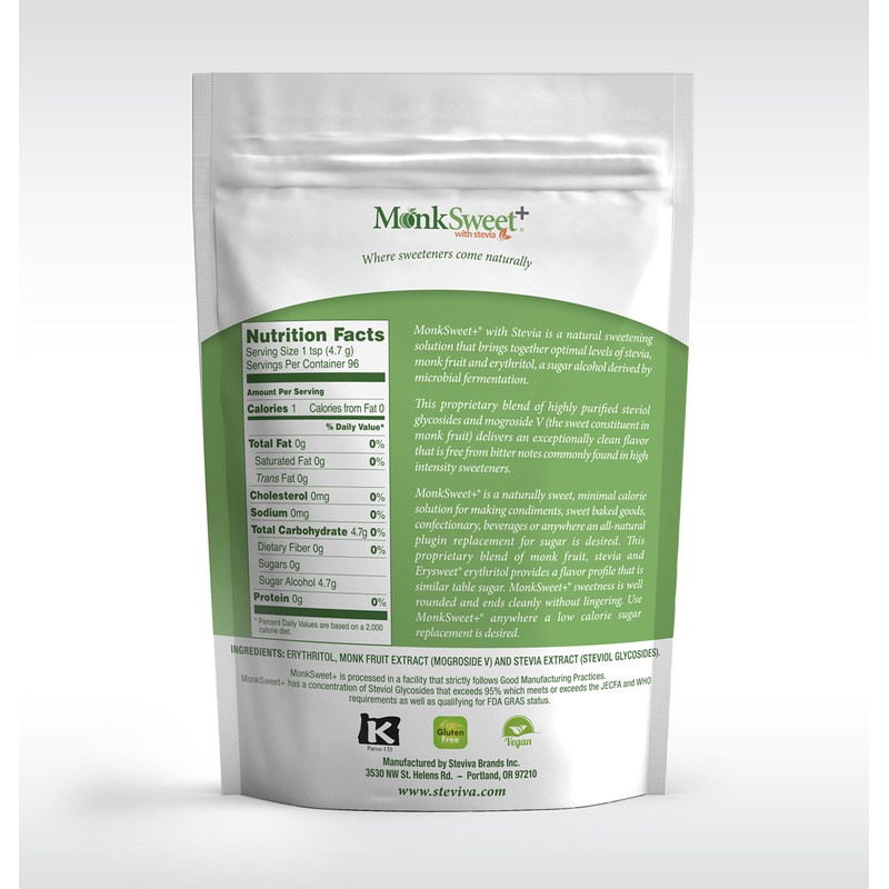 MonkSweet Plus - 1 lb bag/6 pack Monk Fruit, Stevia