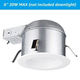 TORCHSTAR 8 Pack 6 Inch Remodel Recessed Lighting Housing, Shallow IC Rated AirTight 120-277V Can, Max 20W Compatible, TP24 Connector, ETL Listed, Damp Location