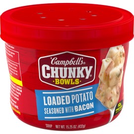 Campbell’s Chunky Soup, Loaded Potato Seasoned with Bacon, 15.25 oz Microwavable Bowl