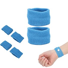 6 Pulseras para Náuseas, Muñequeras para Aliviar las Náuseas, Bandas para Aliviar el Mareo por Movimiento, Pulseras de Acupresión para Viajes, para Niños, Adultos, Náuseas Matutinas(cielo azul)