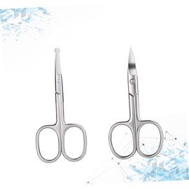 minkissy 1set Eyebrow Scissor Nose Mustache Cutter Scissors Nasal Stainless Lace Trimmer Silver 2pcs