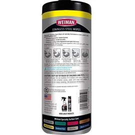 Weiman Stainless Steel Cleaner Wipes (3 Pack) Removes Fingerprints, Residue, Water Marks and Grease from Appliances - Works Great on Refrigerators, Dishwashers, Ovens, and Grills - Packaging May Vary
