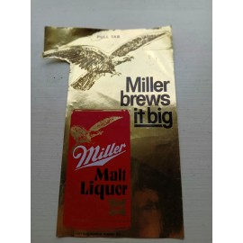 Miller VINTAGE Miller malt liquor  Advertising Window 1970 Gold sticker  9.5" ×6.25"