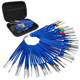 Car Unlocking Tool Pin Tool, 41 Pieces Tool for Removing Cable Connectors, Disassembly Pin, Terminal Removal Tool Set for Flat Round Plug Contacts Key Tools (Blue)