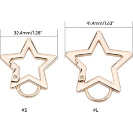 2Pc Silver Star Shaped Stainless Steel Keychain Clip Key Holder Carabiner Clip Carabiner Snap Hook Holder Star Hook for Keys and Wallet with Key Chain Rings Accessories