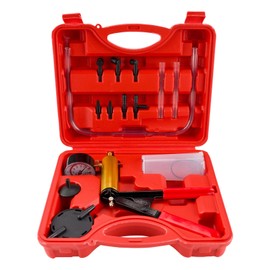 ZonCar Auto Repair Toolbox Red, Hand Held Brake Fluid Bleeder Universal Vacuum Pressure Pistol Pump Tester Kit