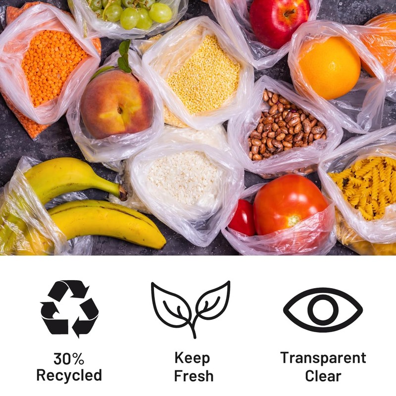 Clear Plastic Food Bags On a Roll - 500 Pack,