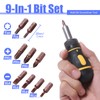 FyMosem 9-in-1 Ratchet Multi Screwdriver, Stubby Ratcheting Screwdriver Mini Multi-Bit