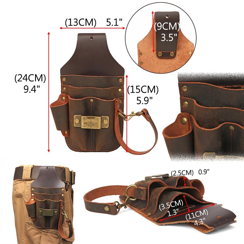 TOURBON Leather Tool Organizer Tool Holder Waist Belt Pouch for