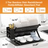Greenual Black Bamboo Dish Drying Rack with Utensil Holder, 3