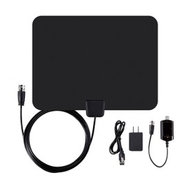 Ematic EDT201ANT Ultra-Thin Indoor HDTV Antenna with Amplifier 50-Mile Range, Black