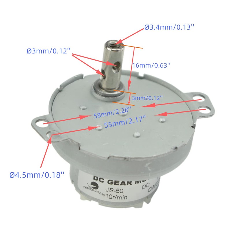 CHANCS Brushless JS-50 24V DC 40RPM Motor Mini DC Gear