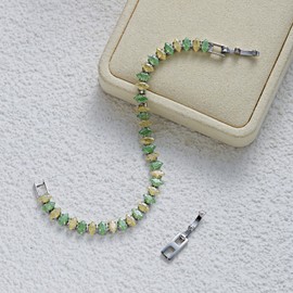 RINHOO Tennis Bracelet for Women, AAA Cubic Zirconia Single Row Link Bangle, 4-Prong Setting Shiny CZ, Luxury Fashion Jewelry Gifts for Birthday Anniversary (Yellow&Green)