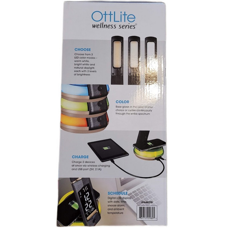 Ottlite Wireless Charging LED Lamp in Black USB Color Changing