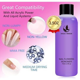 MAGIC ARMOR Acrylic Liquid Monomer - 150ml Acrylic For Professional Liquid Monomer Liquid Monomer Nail System Kit Acrylic Nail Monomer Liquid For Acrylic Nails Extension Quick Dry Time Acrylic Nail Kit