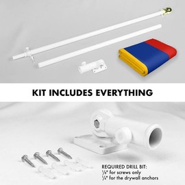 Flag Pole 6FT White & Armenia Armenian Flag 3x5FT Combo Printed 150D Polyester By G128