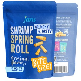 Jans Crispy Asian Snacks Bites, 5.29 oz Resealable Snack Bag (6-Pack, Shrimp Spring Roll)