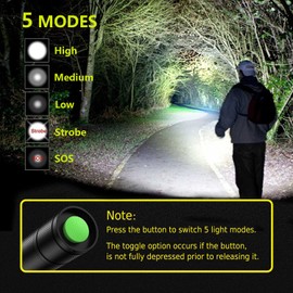 LED Flashlight, Ultra Bright XML T6 Handheld Flashlights - High Lumen, Zoomable, 5 Modes, Water-Resistant - Perfect for Camping Biking Home Emergency or Gift-Giving（2 Pack）