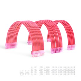 Formulamod Sleeve Extension Power Supply Cable Kit 18AWG ATX 24P+ (2) EPS 8-P+ (3) PCI-E8-P with Combs for PSU to Motherboard/GPU (Pink)