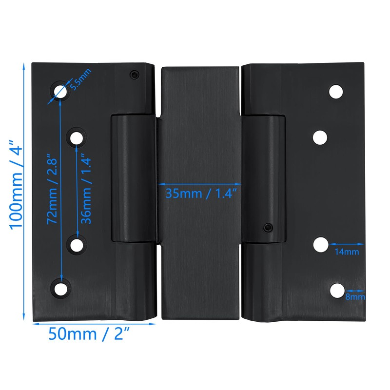 2Pairs 4Pcs 4" Double Action Spring Door Hinge, 3mm Thick