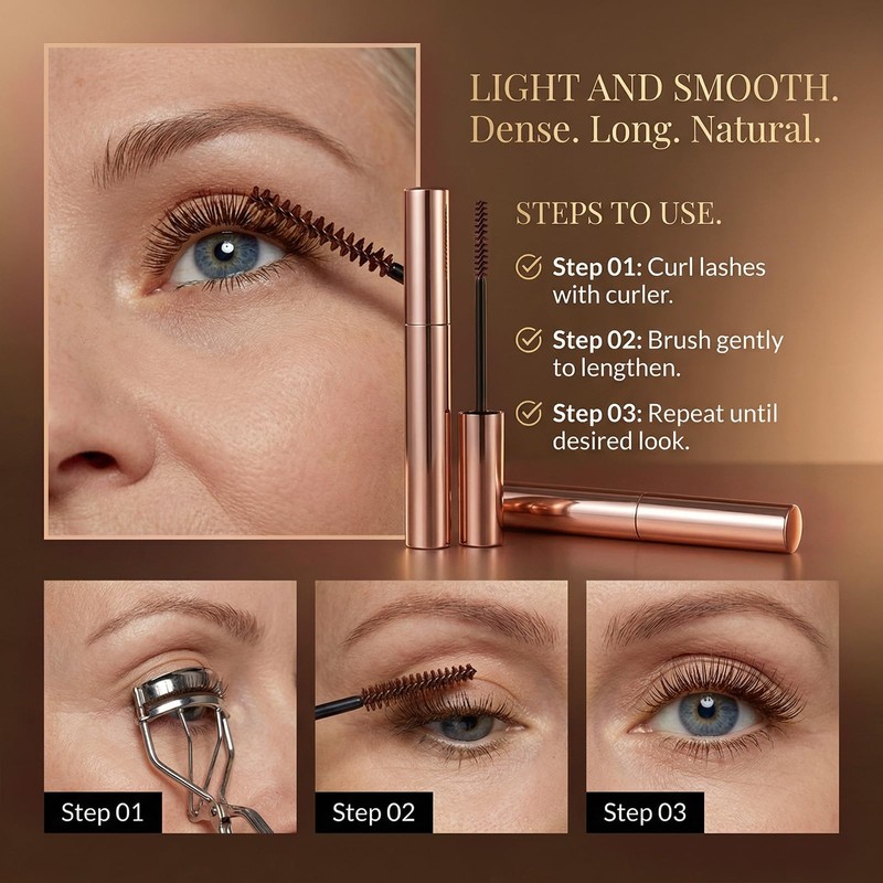 2 PCS Mascara for Older Women, Brown and Black Volume