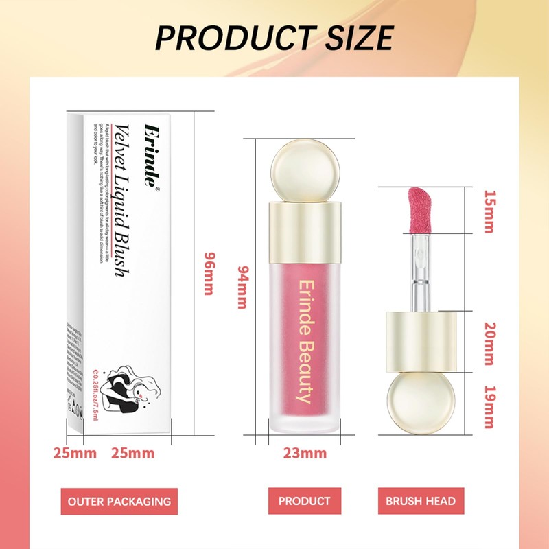 Erinde Soft Pinch Dewy Liquid Cream Blush, Velvet Silk Texture,
