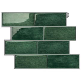 Subway Backsplash Tile Peel and Stick, Forest Green Self Adhesive Tiles for Kitchen, 10 Sheets Stick on Backsplash for Kitchen and Bathroom (11.56x8.38)