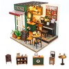 DIY Miniature House Kit,Tiny House Coffee Shop with Furniture &