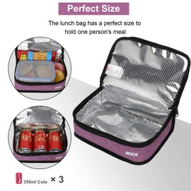MIER Small Lunch Box Bag Food Storage Cooler Bags Insulated Travel Kit for Women and Men, Purple