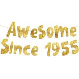 Awesome Since 1955 Gold Glitter Banner - 70th Birthday and Anniversary Party Decorations