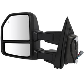 FINDAUTO Towing Mirrors Fit For 2015-2020 For Ford For F150 Pickup Truck Power Adjusted Heated Turn Signal Light Temperature Sensor Black RH LH A Pair(Driver and Passenger Side)