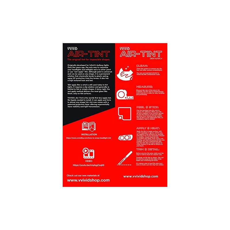 VViViD Air-Tint Headlight/Tail Light Window Tint (12" x 48", Dark