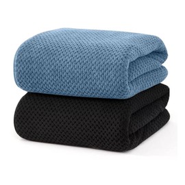 YURIRIA Juego de Toallas de Baño Ultra Suaves 2 Toallas de Microfibra de Secado Rápido Absorbentes para Baño, Playa, Piscina, Gimnasio, SPA(Gris Oscuro+Negro)