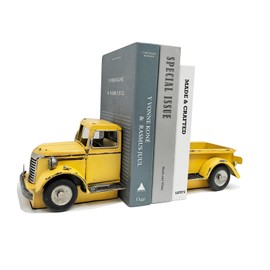 Birminwind Book Ends Decorative Bookends: Metal Truck Book Stopper for Heavy Books - Farmhouse Vintage Decor for Shelf Table Coffee Bar Office Home - Gift for Adults Men Teen